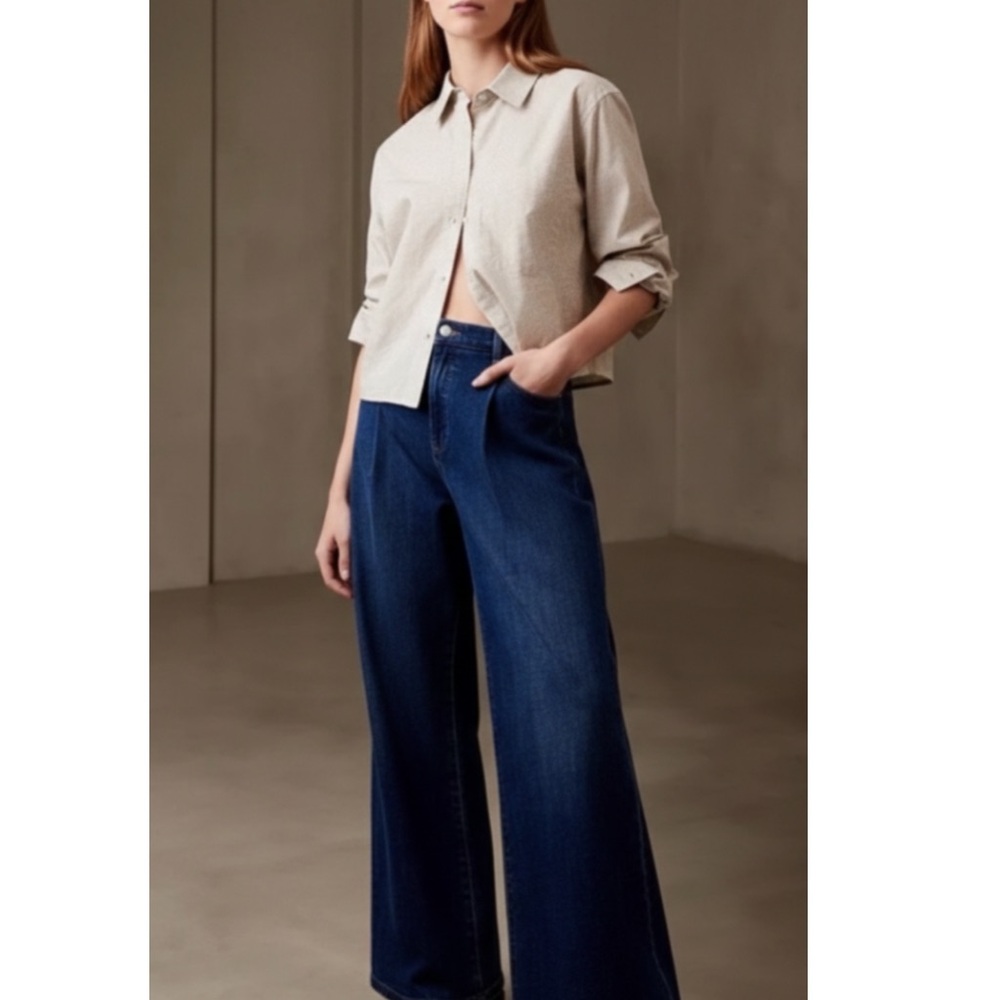 NWT Banana Republic Wide Leg Pleated Jeans Size 4